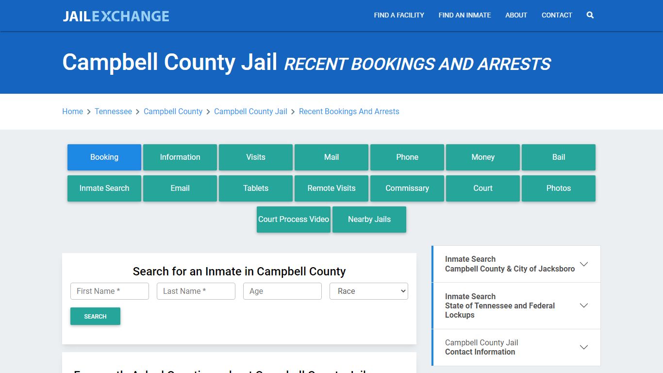 Campbell County Jail TN Recent Arrests and Bookings - Jail Exchange